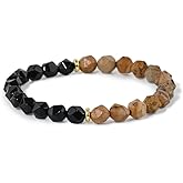 Thanks Nature 7mm Rhombus Beaded Bracelet - Protection Natural Healing Crystal Stretch Bracelet for Women and Men - Handmade Semi-Precious Gemstone with Positive Energy