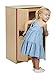 ECR4Kids Birch Pretend Play Kitchen Refrigerator Playset for Daycare, Natural