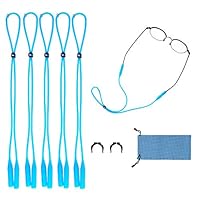 Glasses Silicone Sprot Strap Chain Eyeglass String Cord Holder Adjustable 5 Pack (08Blue, 5)