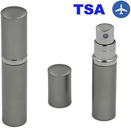 Perfume Atomizer, SIXTMOON Refillable Perfume Spray Bottle with Portable Size, TSA Approved, Leak Proof Empty Container for Men and Women, 5ml - Silver
