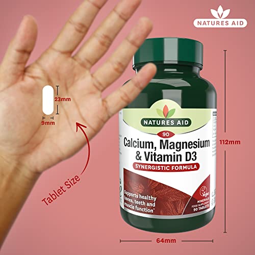Natures Aid Calcium, Magnesium & D3 90 Tablets. Suitable for Vegans.