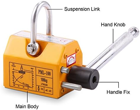 Geindus Magnetic Lifter 220LB Permanent Magnetic Lifting Steel Neodymium Magnetic Lift Hoist N42-45