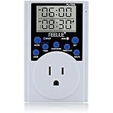 Timer Outlet, FEELLE Infinite Cycle Timer Programmable Digital Plug-in Countdown Timer Socket, Energy-saving Light Timer, 3-prong Outlet for Appliances, 15A/1800W