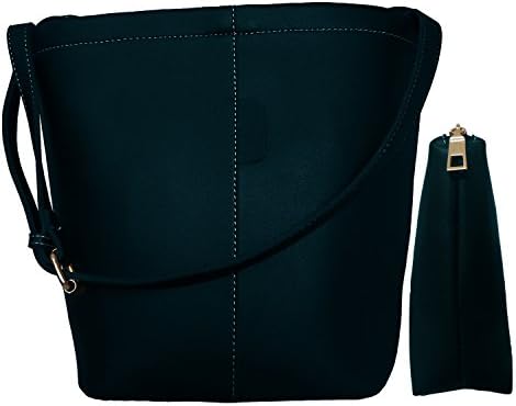 Women's Handbag Set, Yogaily PU Leather Bucket Tote Shoulder Bag Purse Fashion for Ladies Girls (Dark Green)