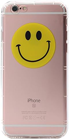 iPhone 6S Plus Case Clear with Design, Air Cushion Bumper Protective Crystal TPU Gel Soft Transparent Slim Case Shockproof Emoji Smiley Face Print Funny Cute Yellow Cover for iPhone 6 6S Plus Case 5.5