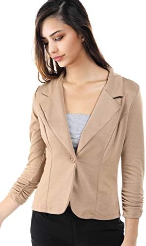 Women's Slim Fit One Button Office Knit Blazer Jacket,Made in USA (Small-3XL)