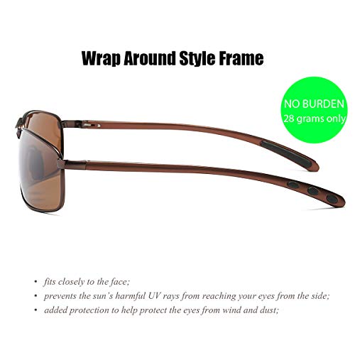 ZHILE Rectangular Polarized Sunglasses Anti Reflective Coating Lens Spring Hinge UV400 (Brown, Amber with AR COATING) - Thumbnail 6