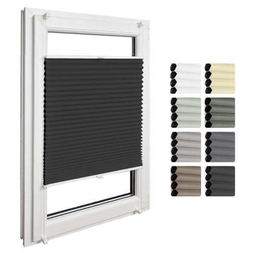 Home-Vision Premium Doppelplissee mit Klemmfix Weiß-Schwarz B80 x H100cm