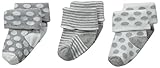 Jefferies Socks Unisex-Baby Newborn Baby Turn Cuff Socks 3 Pair Pack, Grey Heather, Newborn