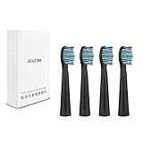 SEAGO Toothbrush Replacement Heads, Soft Toothbrush Heads for SEAGO SG-551 SG-958 SG-949, 4 Pack (Black)