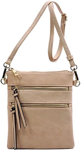 Multi pocket Crossbody Bag | Wristlet | Phone and Wallet Purse by Fashion Glad (BLUSH)