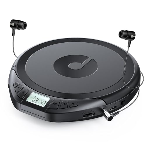 Gueray Lecteur Cd Portable Hifi Lecteurs Cd Enfant Avec Écouteurs Noir