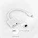 KISEKI iPhone 7 Lightning Adapter to 3.5mm Audio and Charging 2 in 1 (White)