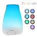 MOKOQI Essential Oil Diffuser Vaporizer,Aromatherapy Ultrasonic Cool Mist Humidifier 100ml with 7 Color LED Lights Changing and Waterless Auto Shut-off Fuction,BPA Free for Home Office Bedroom Room