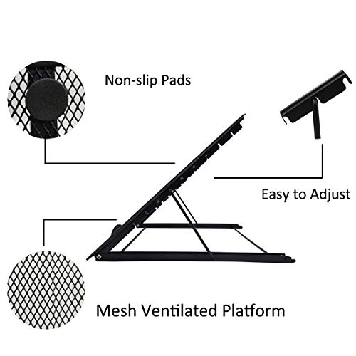 Ventilated Adjustable Foldable Portable Laptop Tablet Stand Riser, Large Version Light Box Laptop Pad Stand with 9 Angles Skidding Prevented Tracing Holder, Fits Up to 10-15.6 inch Notebook, Black