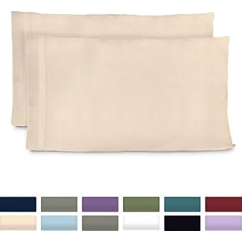Cosy House Collection Premium Bamboo Pillowcases - Standard, Cream Pillow Case Set of 2 - Ultra Soft & Cool Hypoallergenic Blend from Natural Bamboo Fiber