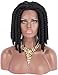 Kalyss Short Off Black Kanekalon Synthetic Twist Crochet Braids Hair Wigs for Black Women Middle Parting 100% Hand Tied Ear to Ear Lace Front Wigs,12 inches 10.58oz