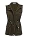 Qearal Womens Lightweight Sleeveless Military Anorak Drawstring Jacket Vest (S, Army Green)