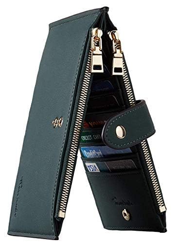 Travelambo Leather Wallets for Women Slim RFID Blocking Bifold Credit Card Holder Wallet