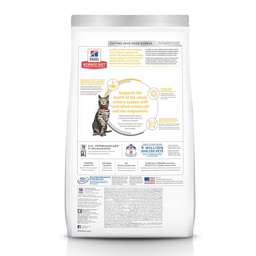 HILL’S SCIENCE DIET URINARY HAIRBALL CONTROL, ADULT 1-6, URINARY TRACK HEALTH & HAIRBALL CONTROL SUPPORT, DRY CAT FOOD, CHICKEN RECIPE, 7 LB BAG