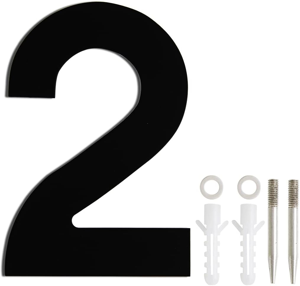 Address Signs - House Numbers for Outside, 4 inch 304 Stainless Steel Modern Address Numbers for Houses, Black Rustproof Floating House Numbers, -No.2