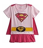 Rush Dance One Piece Super Hero Baby Supergirl Romper Onesie Suit (70 (0-6M), Light Pink & Pink (Supergirl))
