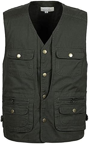 EVEDESIGN Men's Multi-Pocket Utility Fishing Vest Button Outdoor Safari Travel Photo Vest