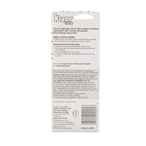Krazy Glue Home & Office Brush On Super Glue, Brush Applicator, 5 Grams (5 Pack)