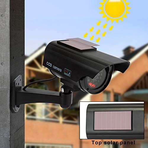 TOROTON Bullet Dummy Fake Surveillance Security CCTV Solar Powered Camera Simulation Monitor with LED Flashing Light, Outdoor and Indoor Use for Homes & Business, 1 Pack - Thumbnail 4