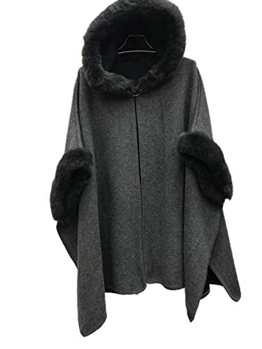 Tngan Women's Cardigan Shawl Cape Cloak Winter Warm Hoodie Cardigan Coat Dark Grey