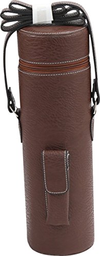 Primeware Wine Tote Travel Bag Bottle Wine Bag Carrier/Easy to Carry Shoulder Strap/Corkscrew Included/Great Gift (Brown)