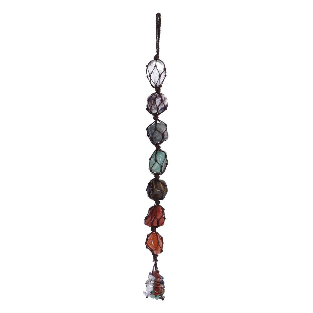 TOPINCN 7 Colors Chakra Healing Crystals Hanging Car Home Ornament Gemstones Pendant Natural Stones Decor