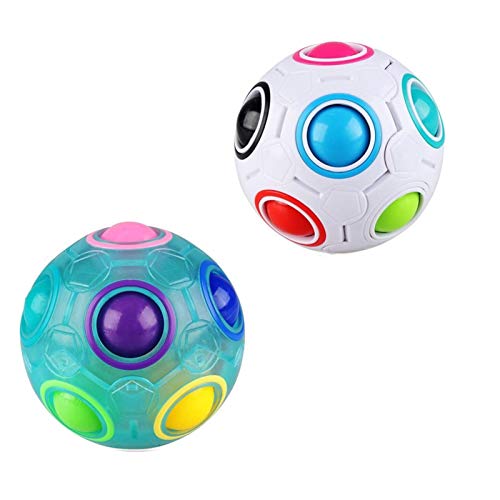 elecnewell Rainbow Puzzle Ball Cube Magic Rainbow Ball Puzzle Bundle Stress Ball Brain Teasers Games Toys for Kids 2…