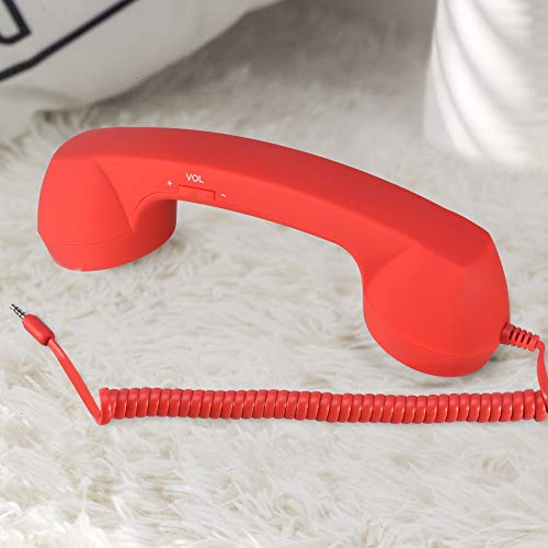 Cell Phone Handset,Retro Telephone Handset Anti Radiation Receivers 3.5MM for iPhone iPad,Mobile Phones,Computer Red - Thumbnail 5