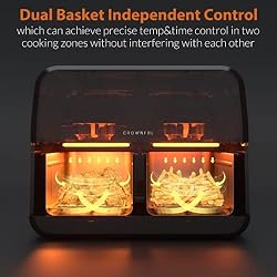 CROWNFUL 8 Quart 8 in 1 Dual Basket Air Fryer with