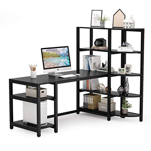 Tribesigns Modern Computer Desk with 5 Tier Storage Shelves, 67 inch Large Office Desk Study