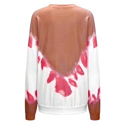 Aunimeifly Women's Tie Dye Blouse Long Sleeve Sweatshirt Ladis Casual Loose Tops Short Pullover Yellow