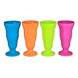 Set of 4 - Ice Cream Soda Cups Float Plastic Party Glass, 4 Bright Summer Fun Colors