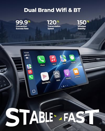 LAMTTO 11 Inch Wireless Carplay Screen for Car with YouTube & TikTok Video Apps,Portable Apple Car Play & Android Auto with Backup Camera/Navigation/In-Cell Touchscreen/Voice Assistant/OTA/Bluetooth