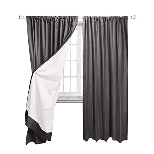 Amazon Basics Room Darkening Blackout Window Curtains with Tie Backs Set 42" x 63", Dark Grey