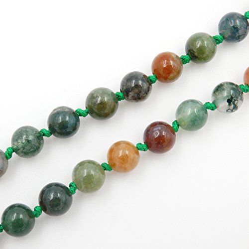 Gemstone Mala Beads Necklace, 108 Buddhist prayer beads necklace, Hand Knotted necklace (Indian Agate)