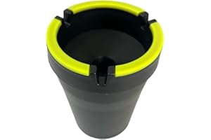 SNOWTREE Ash Tray for Cars - Self Extinguishing Car Ashtray - Smokeless Ashtray for Cars (Black Glow Rim, Standard Size) Portable Ashtray - Automotive Ashtrays - Cup Holder Ashtray Trash Can