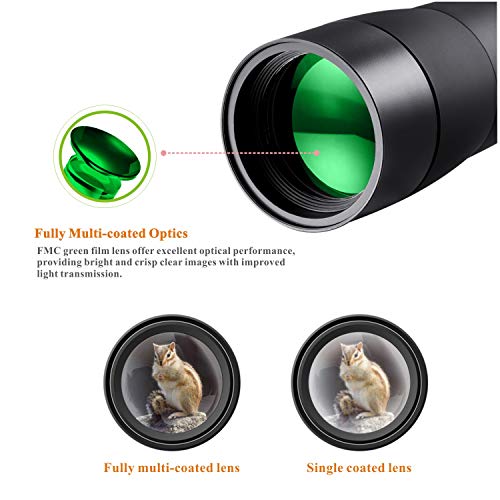 BEBANG 20-60x60 Spotting Scope for Bird Watching, Waterproof Zoom Scope with high Definition, FMC Coated Optical Lens, for Target Shooting, with a Tripod, Smartphone Adapter, Canon Camera Adapter - Thumbnail 2