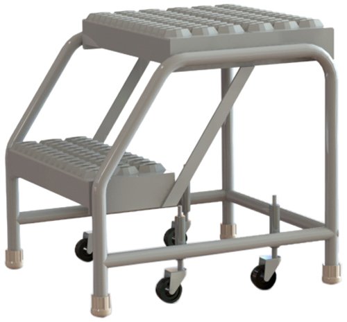 Tri-Arc WLAR002165 2-Step All-Welded Aluminum Rolling Industrial & Warehouse Ladder with Grip Strut Tread, 16-Inch Wide…