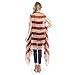 American Flag Print Cardigan - July 4th USA Star & Stripe Patriotic Lightweight Shawl Open Kimono Cardi/Vest Cover (Long Vest)