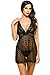 Avidlove Women Sexy Lace Babydoll Lingerie V Neck Chemise Sleepwear Dress Black L