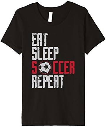 Kids Eat Sleep Soccer Repeat Team Athlete T-Shirt 10 Black