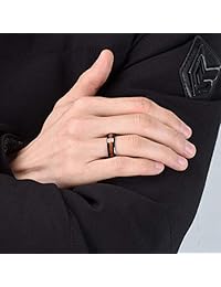 Anillo de boda de tungsteno de 0.236 in con incrustaciones de madera de koa real, oro rosa, anillo de compromiso plano