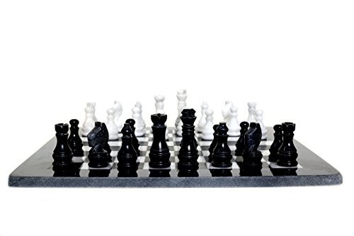 RADICALn 16 Inches Handmade Black and White Marble Full Chess Game Original Marble Chess Set