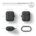 elago Silicone Case with Keychain Compatible with Apple AirPods Case 1 & 2, Front LED Visible, Supports Wireless Charging, Protective Silicone [Dark Grey]